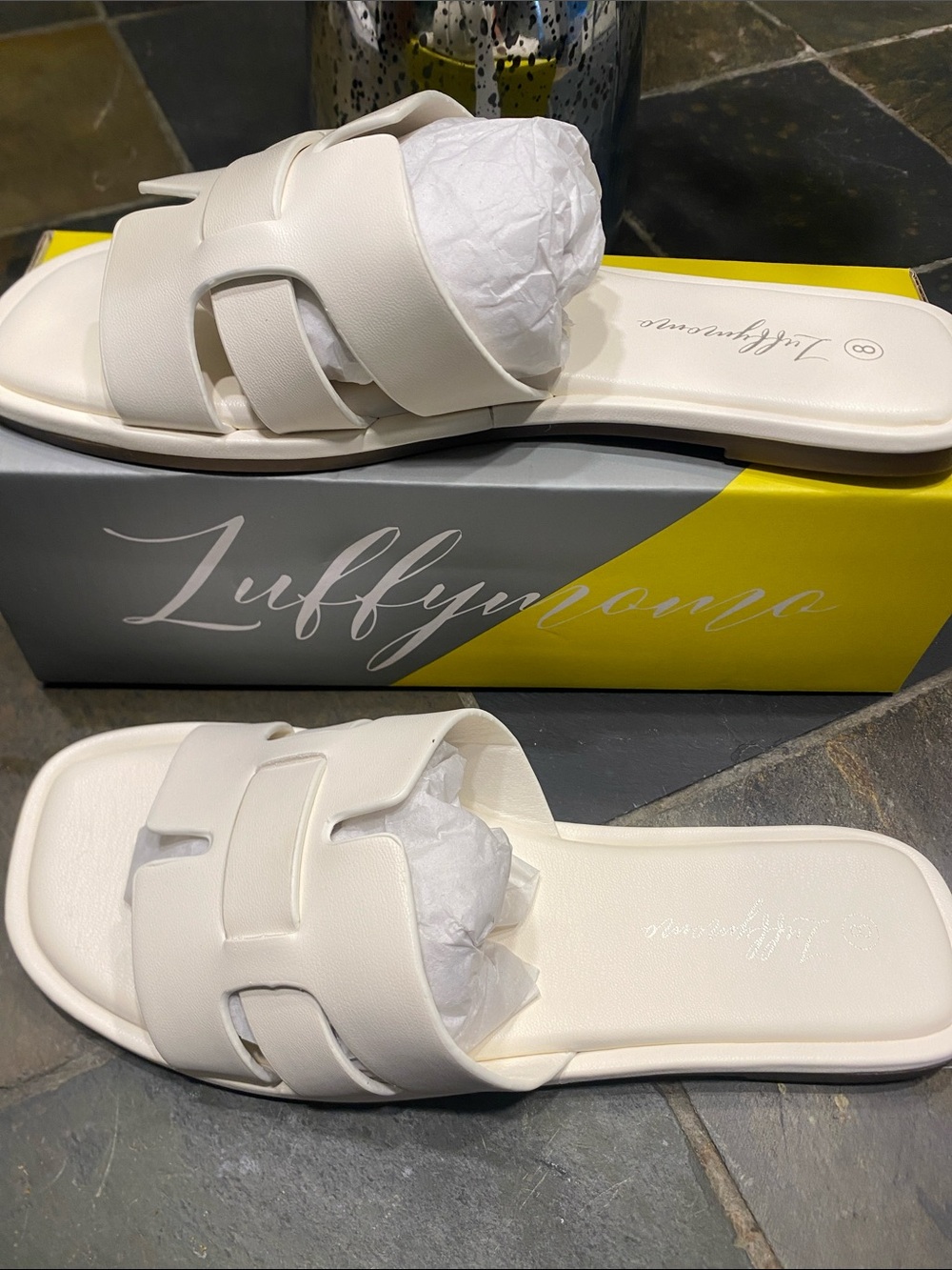 Women’s White Slide Sandals